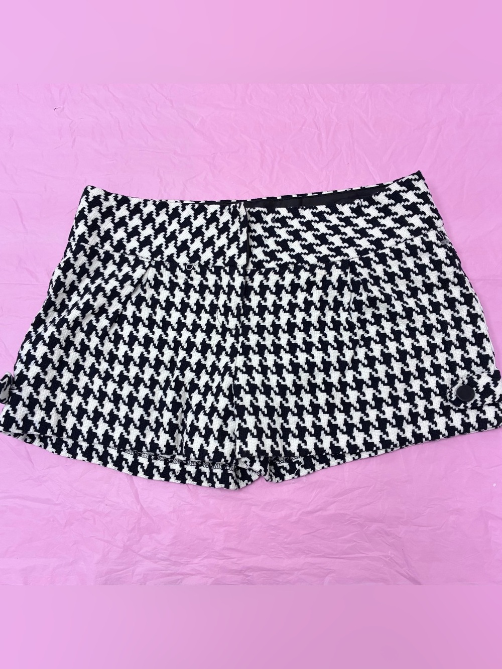 Charlotte Russe Black & White Houndstooth High-Waist Shorts Retro NWOT Sz L